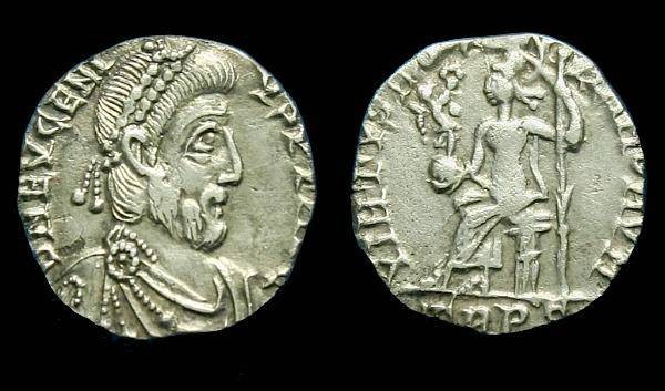 Ancient Coins - Eugenius.  Ar siliqua.  C. 392-394 AD.  SCARCE.