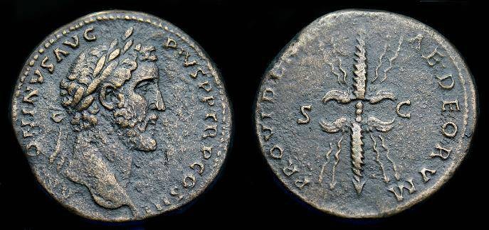 Ancient Coins - Antoninus Pius.  Ae sestertius.  142 AD.  Better reverse type.