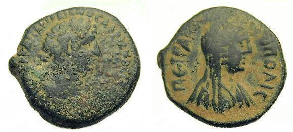 Ancient Coins - Hadrian.  Ae 20.  C. 117-138 AD.  Decapolis. Petra