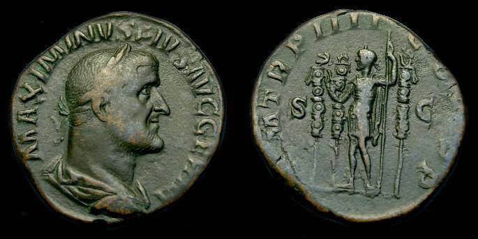Ancient Coins - Maximinus I.  Ae sestertius.  238 AD.  Pleasing coin.