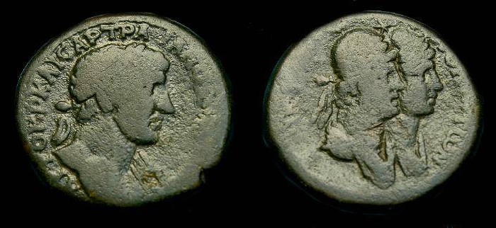 Ancient Coins - Hadrian.  Ae 24.  Phoenicia, Tripolis.  117-138 AD.  Nice patina.