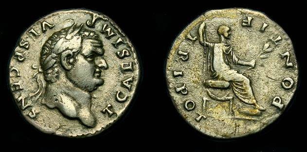 Ancient Coins - Titus.  Ar denarius.  79-81 AD.  Scarce.