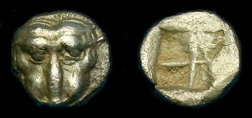 Ancient Coins - Ionia.  Samos.  Ar obol.  530-526 BC.  Rare fraction.