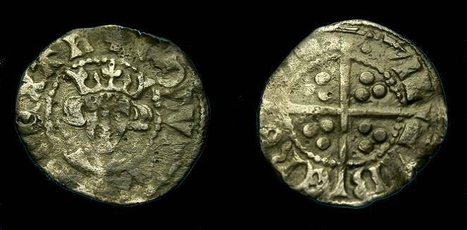 Ancient Coins - Edward II.  Ar halfpenny.  1307-1327.  Rare Berwick type.