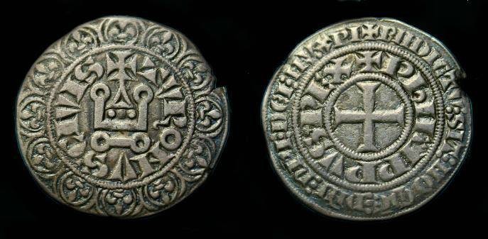 Ancient Coins - France.  Philip IV le Bel.  Ar Gros Tournois.  1285-1314.  Nice detail.