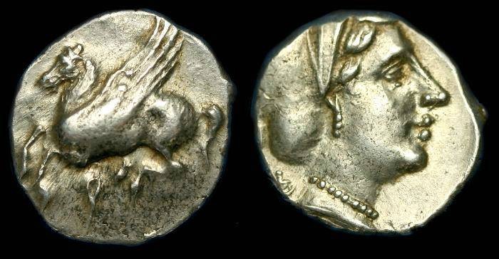 Ancient Coins - Corinth.  Ar drachm.  C. 350-300 BC.  