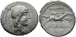 Ancient Coins - L. Calpurnius Piso Frugi Denarius 90 bc. From Hirsch 1993, 483.