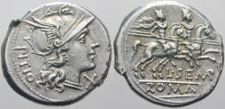 Ancient Coins - L. Sempronius Pitio Denarius, 148 bc. From the Dioscuroi collection