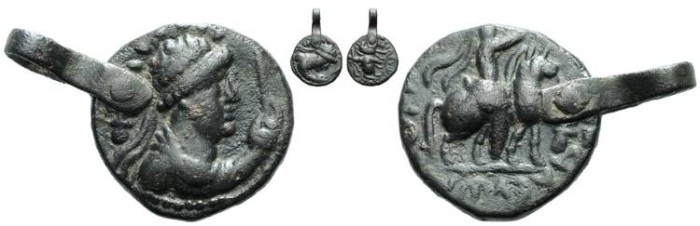 Ancient Coins - Kushan Soter Megas AE Pendant, Taxila #7069
