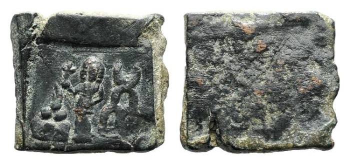 Ancient Coins - Mauri Reich AE-20 deities with cross symbol Puschkalavati # 1682