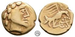 Ancient Coins - Carnutes (Celtica Aremorica), 1/2 Stater, c. 2nd half 1st cent. BC, obv. head right (!), very rare, VF