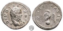 Ancient Coins - Divus Severus (+ 211), Denarius, Roma, 211 AD, consecration issue, good portrait, VF