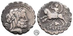 Ancient Coins - L. Volteius L.f. Strabo (moneyer), Denarius, Roma, 81 BC, very rare, VF