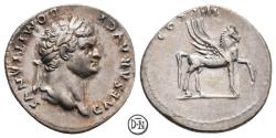 Ancient Coins - Domitianus Caesar (69-81), Denarius, Roma, 76-77 AD, nice portrait and slightly toned, nEF