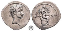 Ancient Coins - Octavianus (Imperator), Denarius, Roma?, 32-31 BC, nice portrait, VF