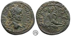 Ancient Coins - Caracalla (198/211-217), local bronze, Prusa (Bithynia), Ajax the Great falling in his sword, VF