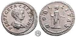 Ancient Coins - Geta Caesar (198-209), Denarius, Roma, 200-202 AD, well centered and very attractive, EF