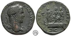 Ancient Coins - Caracalla (198/211-217), Sestertius, Roma, February 211 AD, LIBERALITAS AVGG VI ET V, very rare, VF