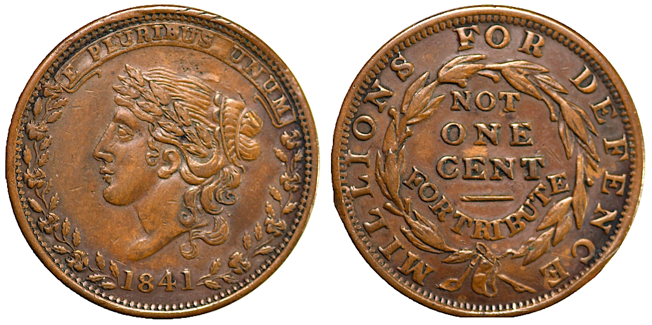 United States, Hard Times Token, 1841, HT 58, Low 69 | Tokens & Medals