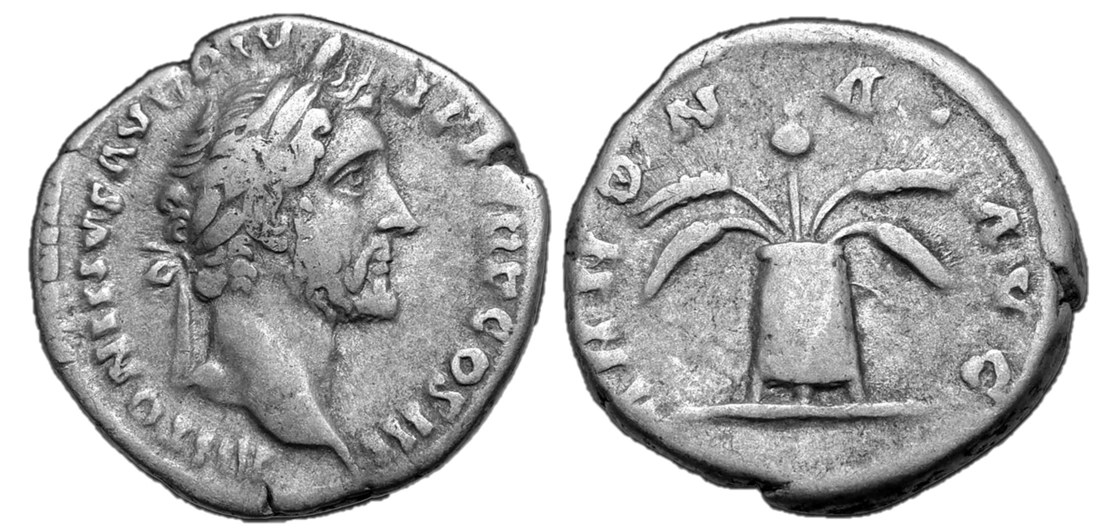 Antoninus Pius, 138 - 161 AD, Silver Denarius with Modius | Roman ...