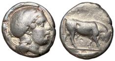 Ancient Coins - Lucania, Thourioi, 400 - 350 BC, Silver Stater