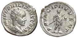 Ancient Coins - Philip II, as Caesar, 244 - 247 AD, Silver Antoninianus, Heir Apparent