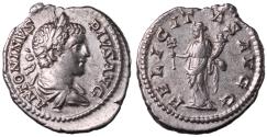 Ancient Coins - Caracalla, 198 - 217 AD, Silver Denarius with Felicitas