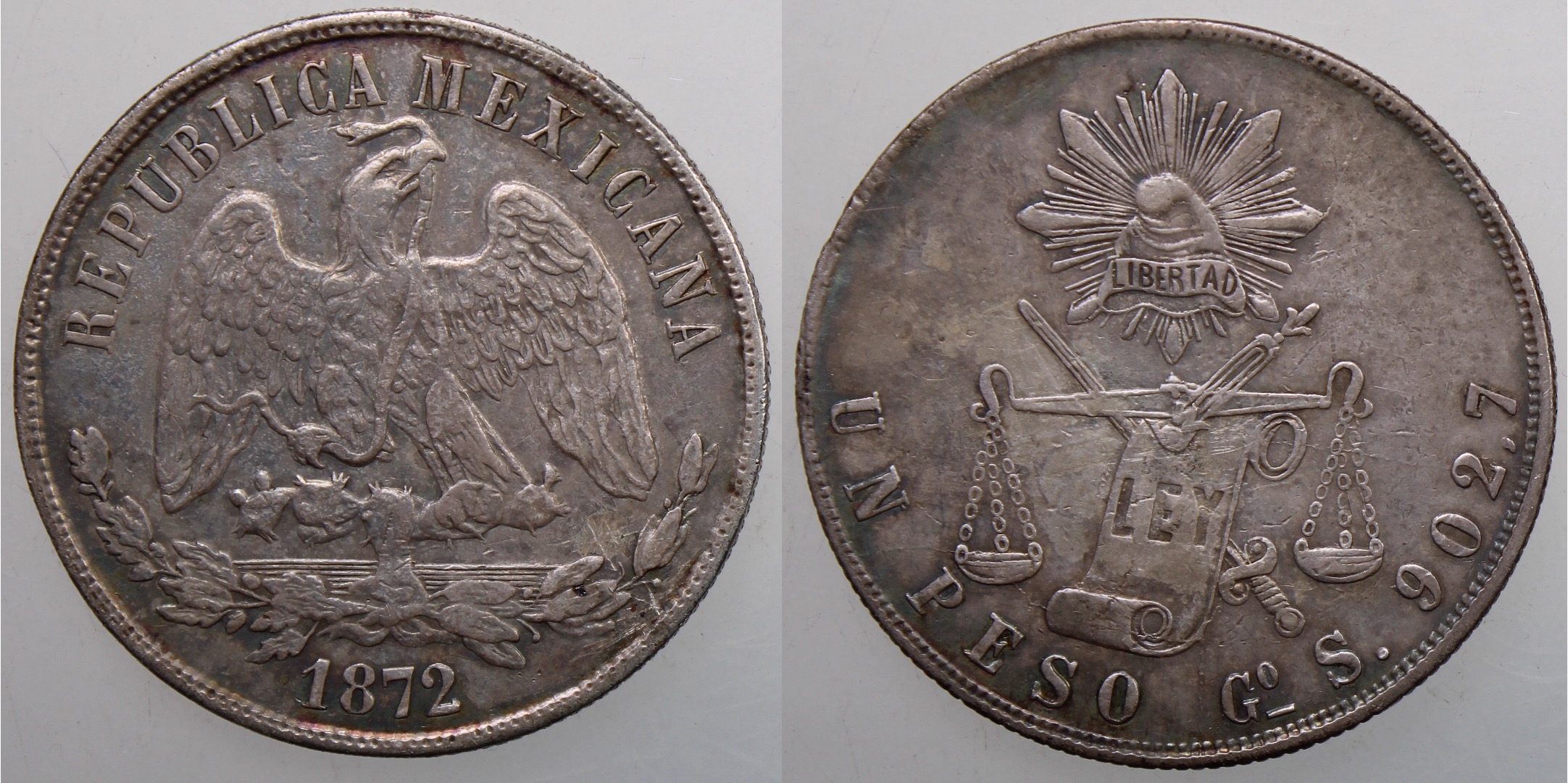 Mexico, 1872 Silver Peso, Guanajuato Mint | North & Central