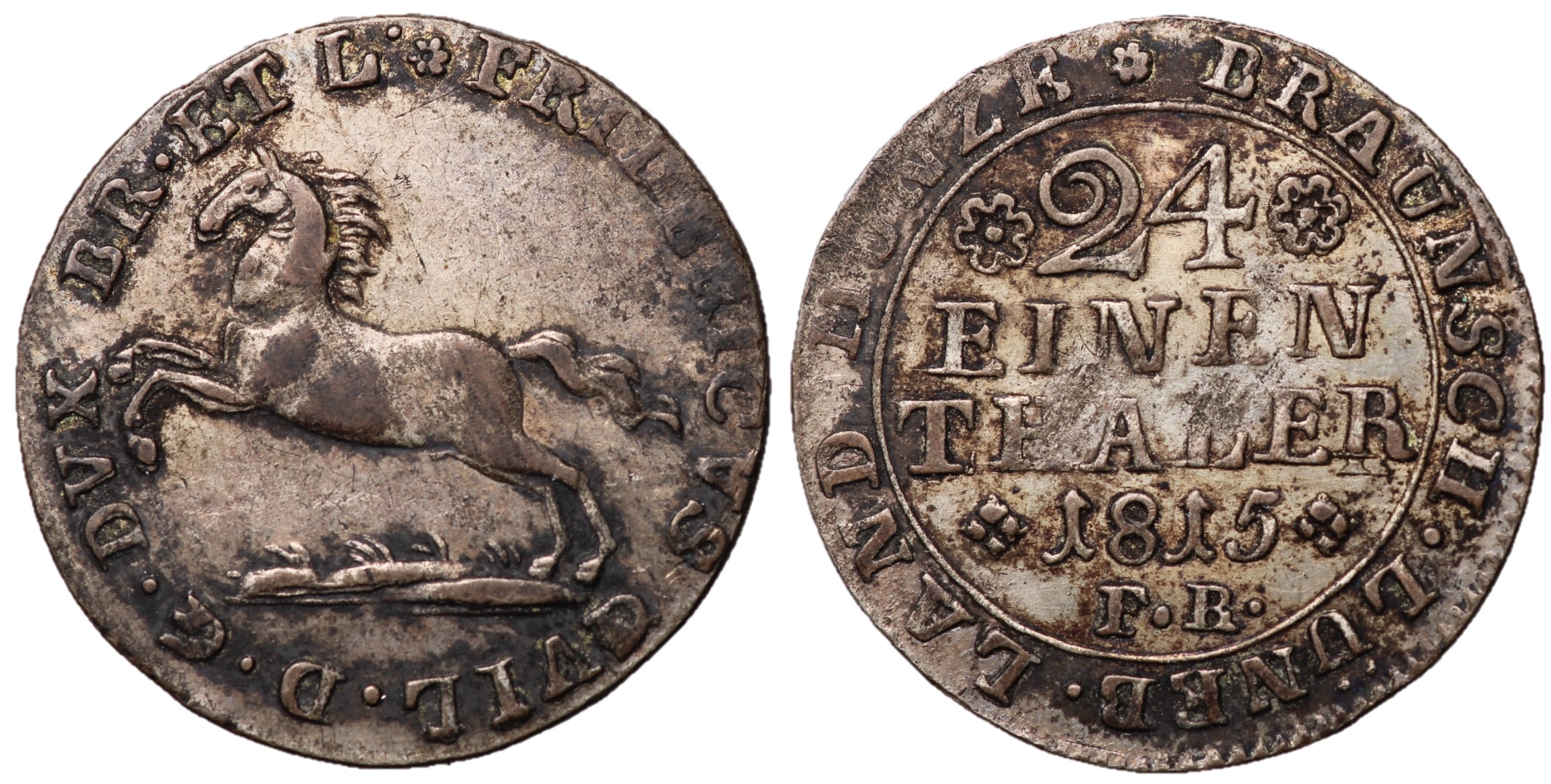 ドイツ　brunswick-wolfebuttel　1815年　＠２０ Brunswick-Wolfenbuttel, Frederick William, 1815 Silver 1/24th Thaler
