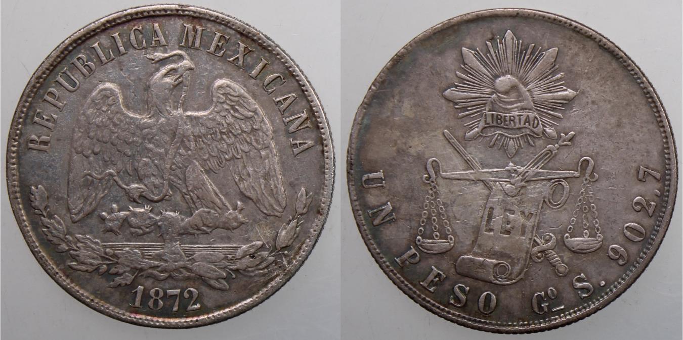 Mexico, 1872 Silver Peso, Guanajuato Mint | North & Central