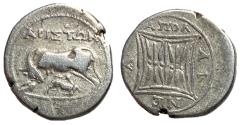 Ancient Coins - Illyria, Apollonia, 229 - 100 BC, Silver Drachm, Ariston and Aineas, magistrates