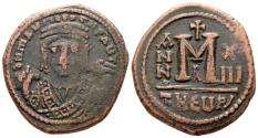 Ancient Coins - Maurice Tiberius, 582 - 602 AD, 30mm Follis of Theoupolis