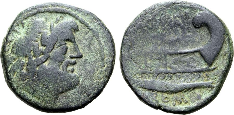 Ancient Coins - Roman Republic, L. Trebanius, 135 BC, AE Semis