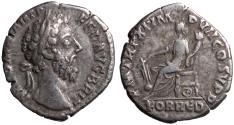 Ancient Coins - Commodus, 177 - 192 AD, Silver Denarius with Fortuna