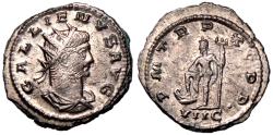 Ancient Coins - Gallienus, 253 - 268 AD, Silvered Antoninianus of Antioch with Neptune,  Near UNC