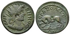 Ancient Coins - Phrygia, Hierapolis, Elagabalus, 218 - 222 AD, AE24 with She-Wolf, Romulus & Remus