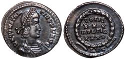 Ancient Coins - Constantius II, 337 - 361 AD, Silver Siliqua of Lugdunum, Toned EF
