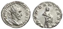 Ancient Coins - Trajan Decius, 249 - 251 AD, Silver Antonininianus, Abundantia