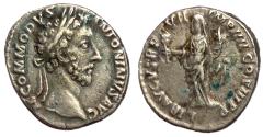Ancient Coins - Commodus, 177 - 192 AD, Silver Denarius, Libertas