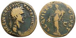 Ancient Coins - Nerva, 96 - 98 AD, AE As, Aequitas