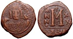 Ancient Coins - Maurice Tiberius, 582 - 602 AD, Follis of Cyzicus
