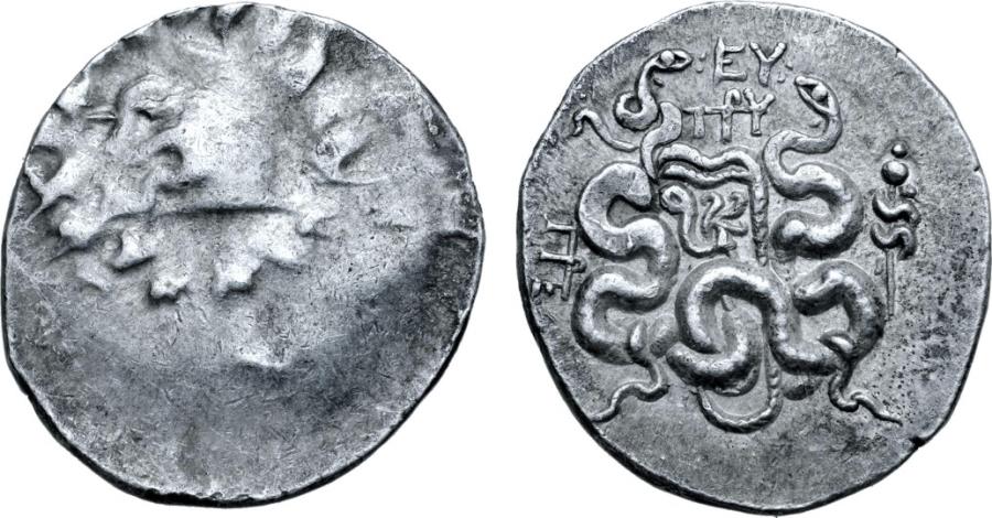 Ancient Coins - Mysia, Pergamon, 92 - 88 BC, Silver Cistophoric Tetradrachm