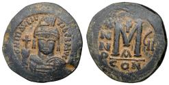 Ancient Coins - Maurice Tiberius, 582 - 602 AD, Follis of Constantinople, 31mm