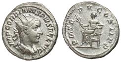 Ancient Coins - Gordian III, 238 - 244 AD, Silver Antoninianus, Apollo Seated