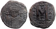 Ancient Coins - Justinian I, 527 - 565 AD, 37mm Follis of Theoupolis, Unpublished?