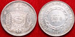 World Coins - Brazil, 1867 Silver 500 Reis, UNC