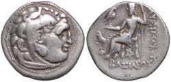 Ancient Coins - Kings of Thrace, Lysimachos, 305 - 281 BC, Silver Drachm of Kolophon