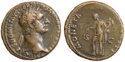 Ancient Coins - Domitian, 81 - 96 AD, AE As with Moneta