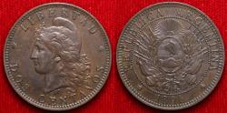 World Coins - Argentina, 1891 2 Centvos, 30mm