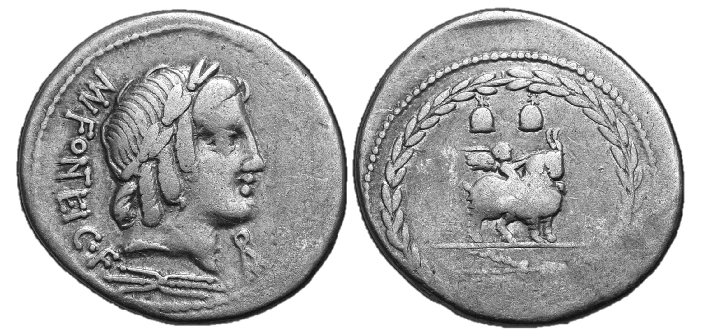 Mn. Fonteius C.f., 85 BC Silver Denarius | Roman Republican Coins